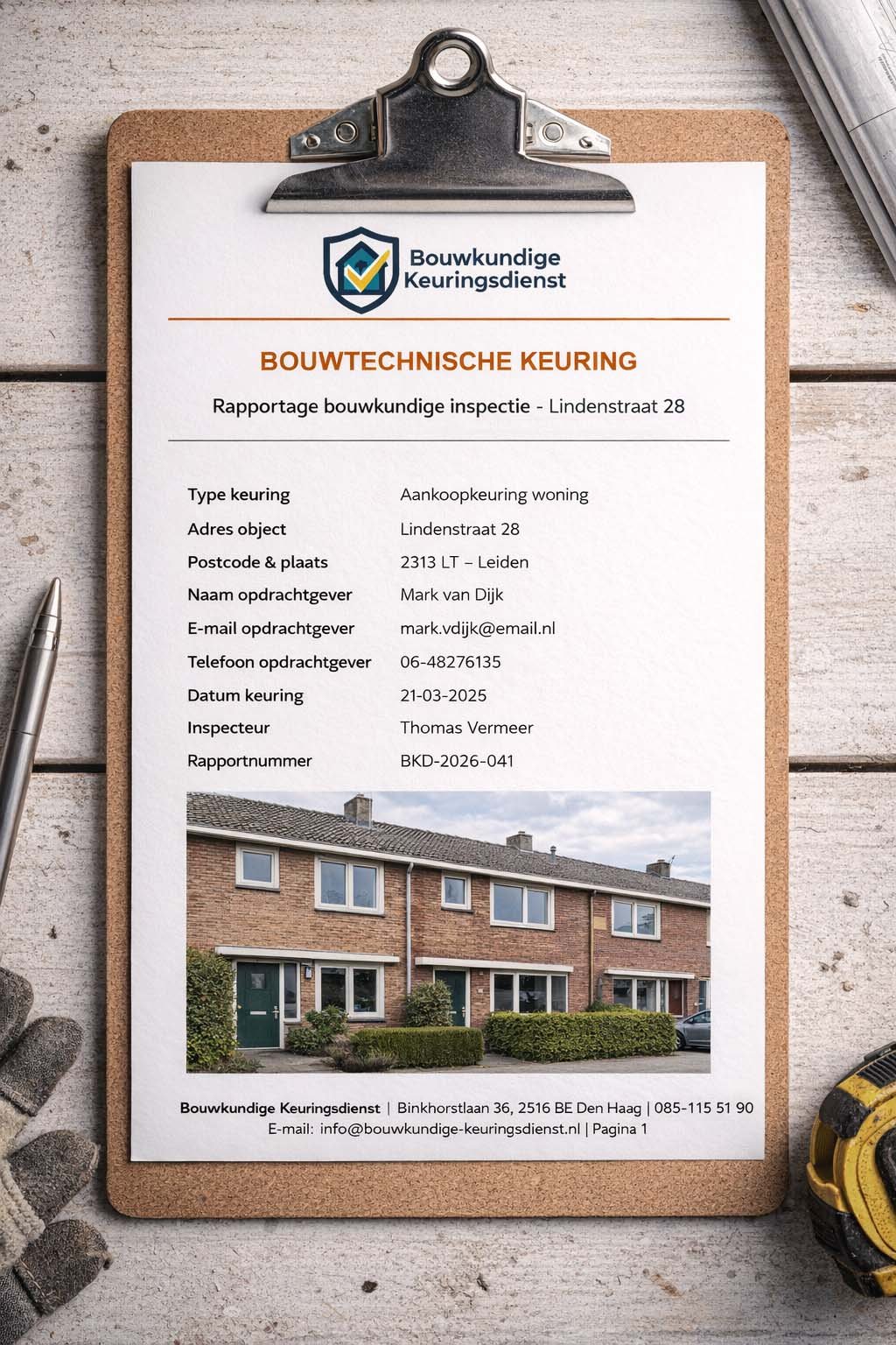 Voorbeeld van bouwtechnische keuring en rapportage